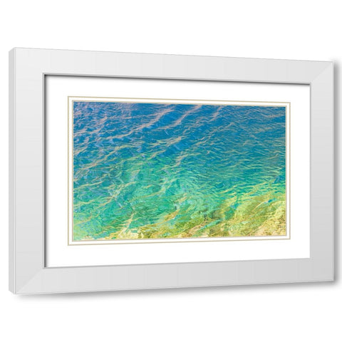 Haft Kul-Sughd Province-Tajikistan Abstract patterns in water of Nezhegon-Haft Kul-the Seven Lakes White Modern Wood Framed Art Print with Double Matting by Wilson, Emily M.