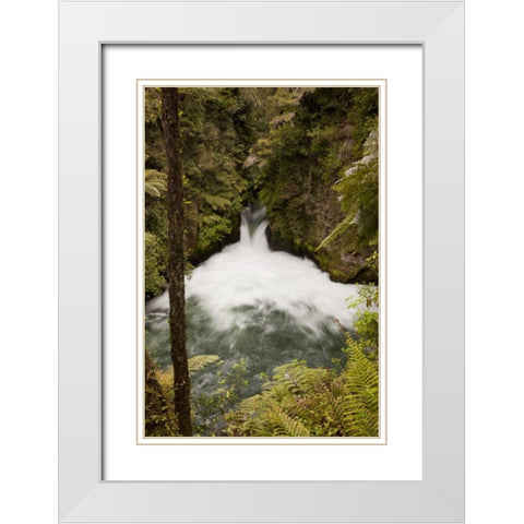 New Zealand The Kaituna river over Tuteas Falls White Modern Wood Framed Art Print with Double Matting by Grall, Don