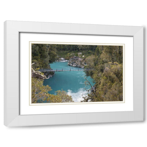 New Zealand, South Is Bridge over Hokitika River White Modern Wood Framed Art Print with Double Matting by Grall, Don