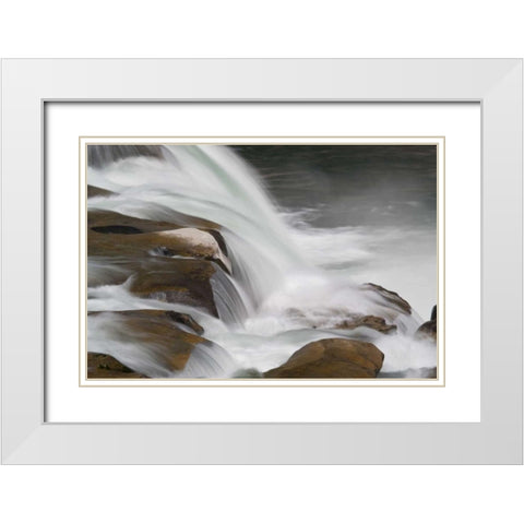 New Zealand, South Island Maruia Falls White Modern Wood Framed Art Print with Double Matting by Grall, Don