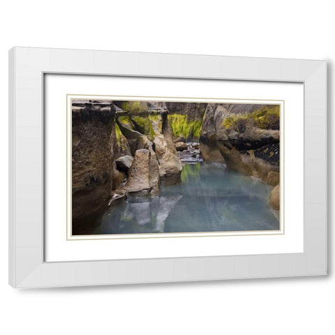 New Zealand, North Island Rocks at low tide White Modern Wood Framed Art Print with Double Matting by Grall, Don