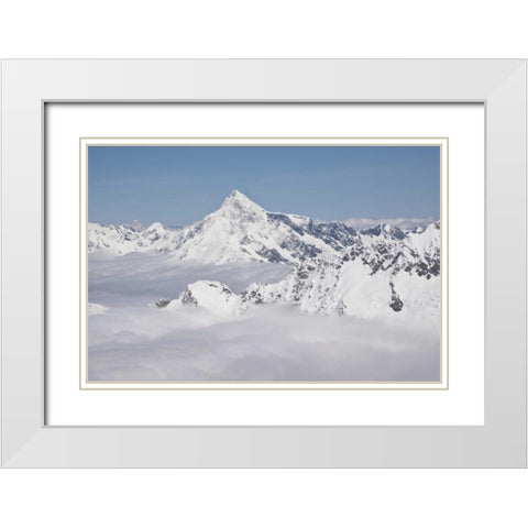 New Zealand, South Island Mt Sefton with snow White Modern Wood Framed Art Print with Double Matting by Grall, Don