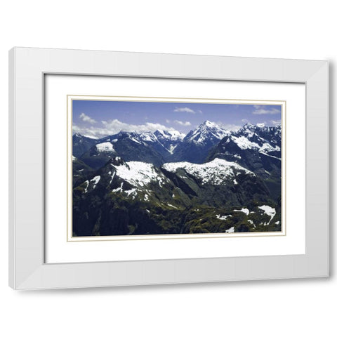 New Zealand, South Island, Southern Alps aerial White Modern Wood Framed Art Print with Double Matting by Flaherty, Dennis