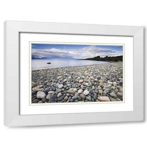 New Zealand, South Island Lake TeAnua White Modern Wood Framed Art Print with Double Matting by Flaherty, Dennis