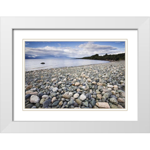 New Zealand, South Island Lake TeAnua White Modern Wood Framed Art Print with Double Matting by Flaherty, Dennis