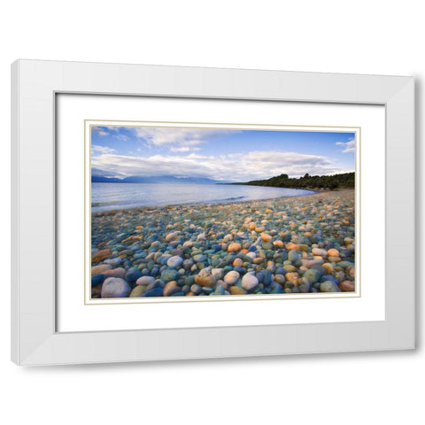 South Island Rocky shore of Lake Te Anau White Modern Wood Framed Art Print with Double Matting by Jaynes Gallery
