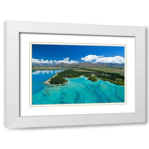 Lake Ruataniwha-Mackenzie Country White Modern Wood Framed Art Print with Double Matting by Wall, David