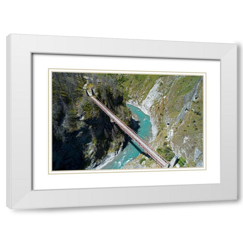 Historic Skippers Suspension Bridge (1901)-above Shotover River-Skippers Canyon-Queenstown White Modern Wood Framed Art Print with Double Matting by Wall, David