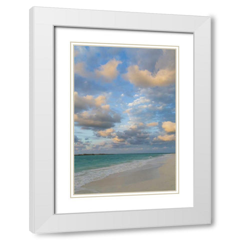 Bahamas, Little Exuma Island Sunset on seascape White Modern Wood Framed Art Print with Double Matting by Paulson, Don