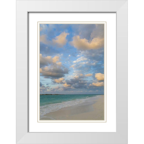 Bahamas, Little Exuma Island Sunset on seascape White Modern Wood Framed Art Print with Double Matting by Paulson, Don