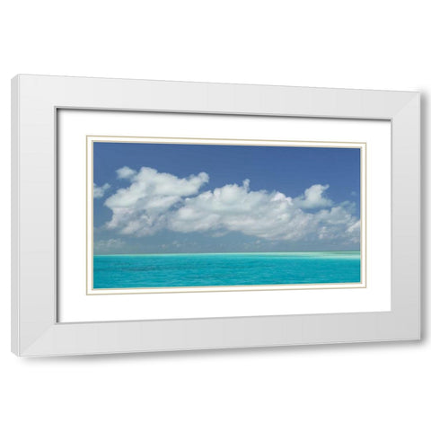 Bahamas, Exuma Island Seascape of aqua ocean White Modern Wood Framed Art Print with Double Matting by Paulson, Don