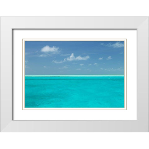 Bahamas, Exuma Island Seascape of aqua ocean White Modern Wood Framed Art Print with Double Matting by Paulson, Don