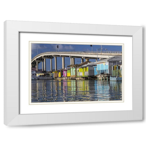 Bahamas, Nassau Vendors shacks in Potters Cove White Modern Wood Framed Art Print with Double Matting by Paulson, Don
