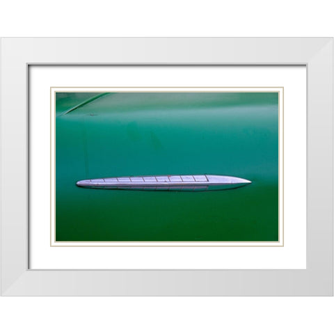 Detail of green classic American Pontiac car in Habana-Havana-Cuba White Modern Wood Framed Art Print with Double Matting by Miglavs, Janis