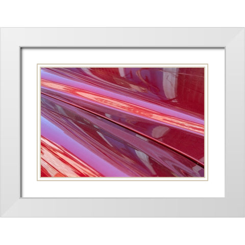 Close-up of reflections in a classic red American car in Vieja-old Habana-Havana-Cuba White Modern Wood Framed Art Print with Double Matting by Miglavs, Janis