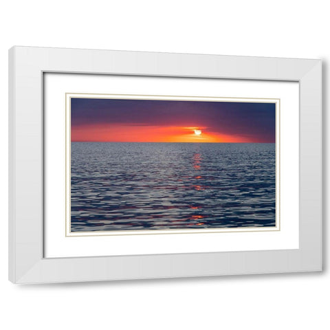 Sunset sky with clouds over ocean seen from La Boca-Cuba White Modern Wood Framed Art Print with Double Matting by Miglavs, Janis