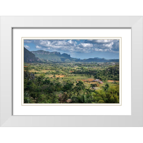 View of Vinales Valley seen from Hotel Los Jazmines viewpoint-Vinales-Cuba White Modern Wood Framed Art Print with Double Matting by Miglavs, Janis