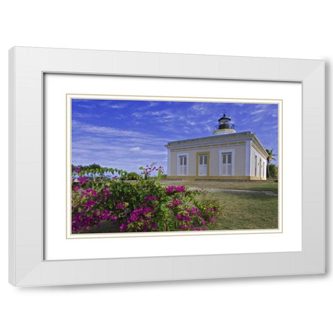 Puerto Rico Faro Punta Mulas lighthouse White Modern Wood Framed Art Print with Double Matting by Flaherty, Dennis