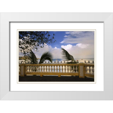 Puerto Rico, Esperanza Walkway of boats offshore White Modern Wood Framed Art Print with Double Matting by Flaherty, Dennis