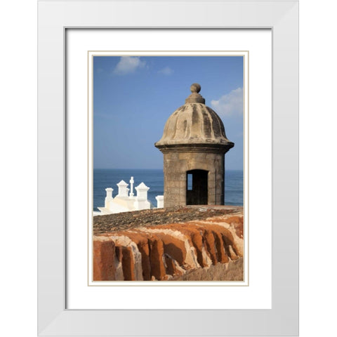 Puerto Rico, Old San Juan Fort San Cristobal White Modern Wood Framed Art Print with Double Matting by Flaherty, Dennis