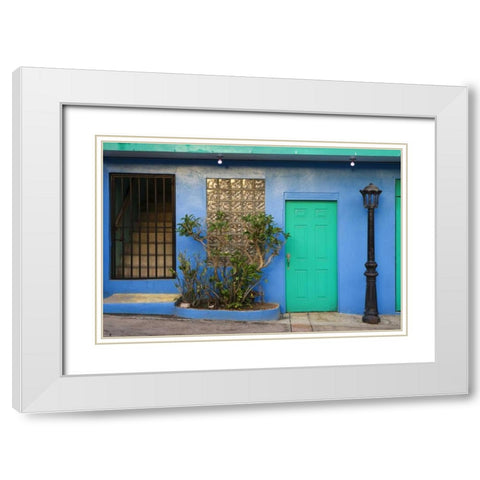 Puerto Rico Building exterior in Isabel Segunda White Modern Wood Framed Art Print with Double Matting by Flaherty, Dennis