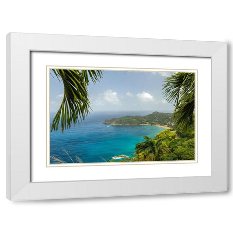 Caribbean-Tobago Castara Bay ocean beach and jungle landscape  White Modern Wood Framed Art Print with Double Matting by Jaynes Gallery