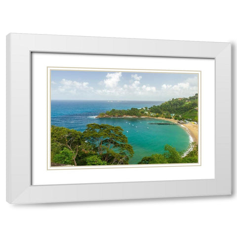 Caribbean-Tobago Parlatuvier Bay and beach landscape  White Modern Wood Framed Art Print with Double Matting by Jaynes Gallery