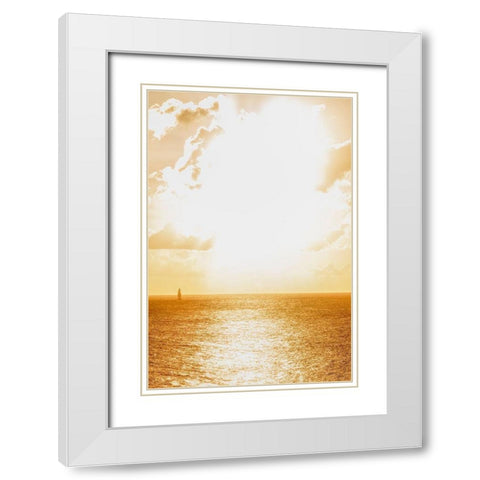 Island of Saint Martin-French Caribbean-sailboat on the water on a bright-sunny day White Modern Wood Framed Art Print with Double Matting by Sullivan, Karen Ann