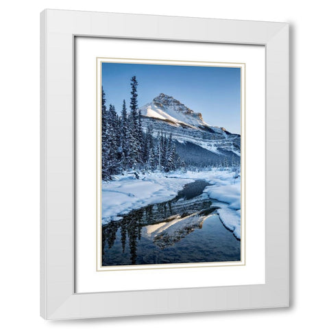 Canada-Alberta-Jasper National Park-Tangle Peak reflected in Beauty Creek White Modern Wood Framed Art Print with Double Matting by Collins, Ann