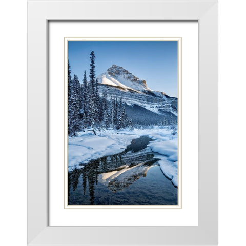 Canada-Alberta-Jasper National Park-Tangle Peak reflected in Beauty Creek White Modern Wood Framed Art Print with Double Matting by Collins, Ann