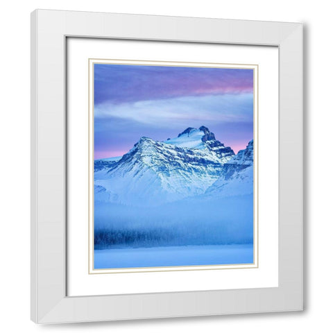 Canada-Alberta-Banff National Park-Dusk and fog at Mount Hector and Bow Lake White Modern Wood Framed Art Print with Double Matting by Collins, Ann