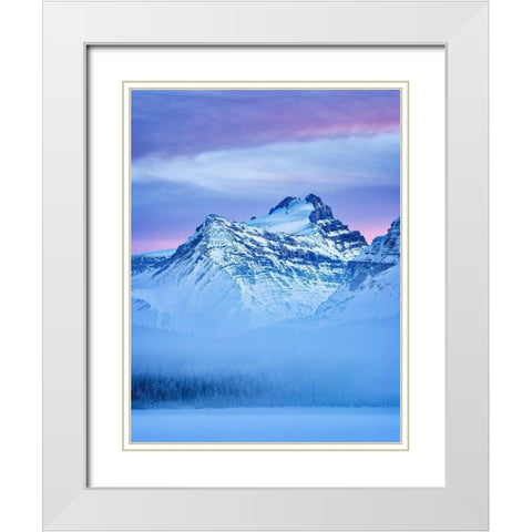 Canada-Alberta-Banff National Park-Dusk and fog at Mount Hector and Bow Lake White Modern Wood Framed Art Print with Double Matting by Collins, Ann