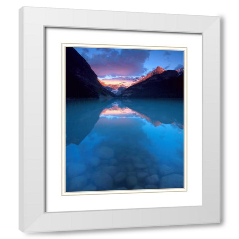 Canada, Banff NP Victoria Glacier on Lake Louise White Modern Wood Framed Art Print with Double Matting by Kelley, David