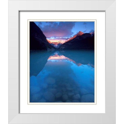 Canada, Banff NP Victoria Glacier on Lake Louise White Modern Wood Framed Art Print with Double Matting by Kelley, David