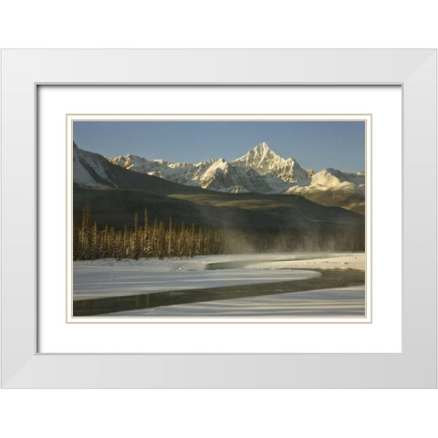 Canada, Jasper NP Athabasca River scenic White Modern Wood Framed Art Print with Double Matting by Grall, Don