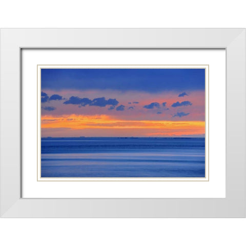 Canada, Alberta Lake Newell at sunset White Modern Wood Framed Art Print with Double Matting by Grandmaison, Mike