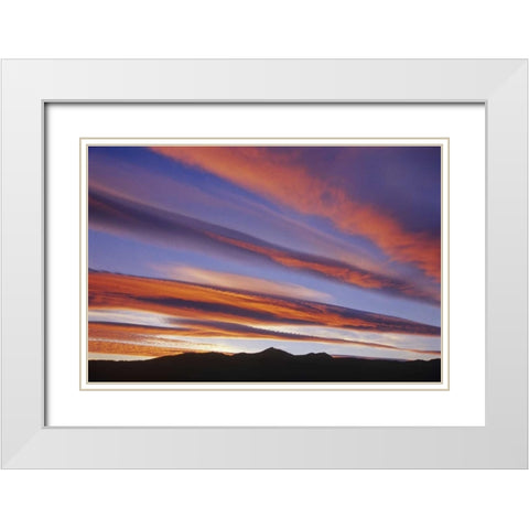 Canada, Alberta, Burmis Sunset over the Rockies White Modern Wood Framed Art Print with Double Matting by Grandmaison, Mike
