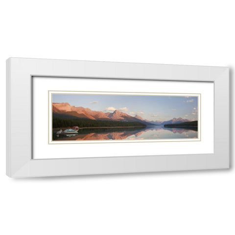 Canada, Jasper NP Maligne Lake at sunset White Modern Wood Framed Art Print with Double Matting by Paulson, Don