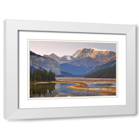 Canada, Jasper NP Sunrise on Mount Kitchener White Modern Wood Framed Art Print with Double Matting by Paulson, Don