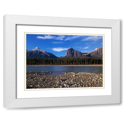 Canada, Athabasca River and Canadian Rockies White Modern Wood Framed Art Print with Double Matting by Grandmaison, Mike