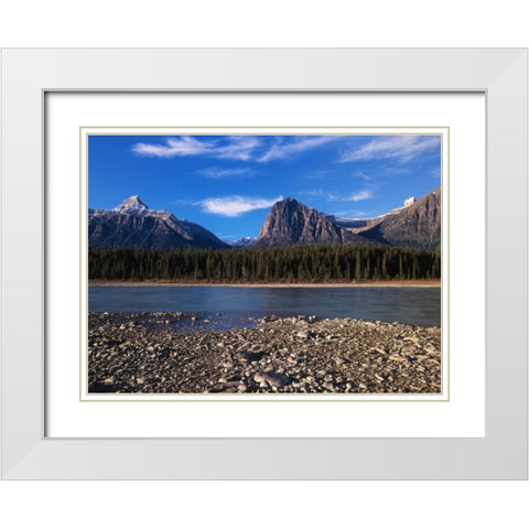 Canada, Athabasca River and Canadian Rockies White Modern Wood Framed Art Print with Double Matting by Grandmaison, Mike