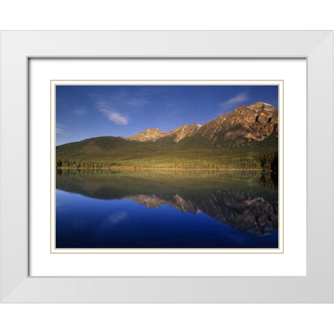 Canada, Alberta, Pyramid Lake in Jasper NP White Modern Wood Framed Art Print with Double Matting by Grandmaison, Mike