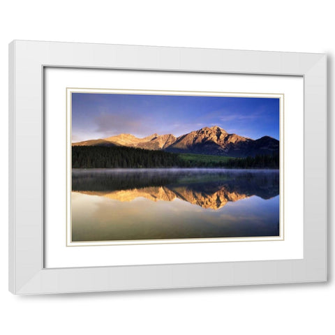 Canada, Alberta, Pyramid Lake in Jasper NP White Modern Wood Framed Art Print with Double Matting by Grandmaison, Mike
