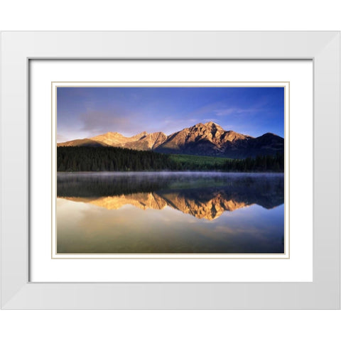 Canada, Alberta, Pyramid Lake in Jasper NP White Modern Wood Framed Art Print with Double Matting by Grandmaison, Mike