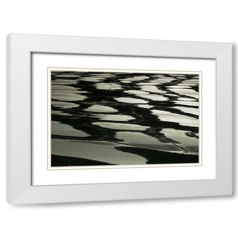 Canada, Jasper NP Pattern of water on ice White Modern Wood Framed Art Print with Double Matting by Grandmaison, Mike