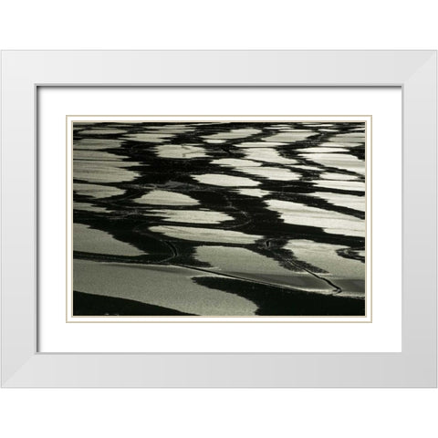 Canada, Jasper NP Pattern of water on ice White Modern Wood Framed Art Print with Double Matting by Grandmaison, Mike
