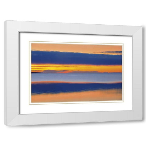 Canada, Alberta Lesser Slave Lake at sunset White Modern Wood Framed Art Print with Double Matting by Grandmaison, Mike