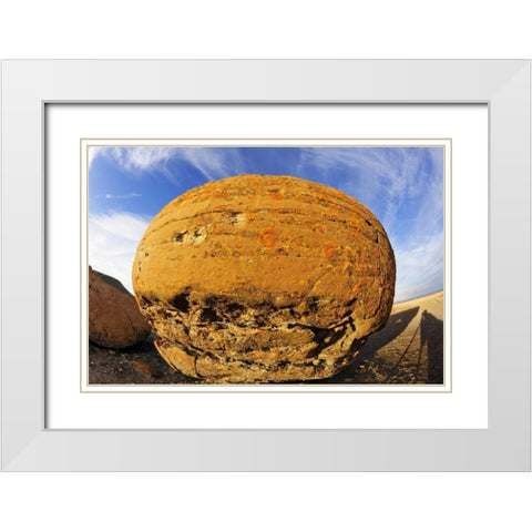 Canada, Red Rock Coulee Sandstone concretion White Modern Wood Framed Art Print with Double Matting by Grandmaison, Mike