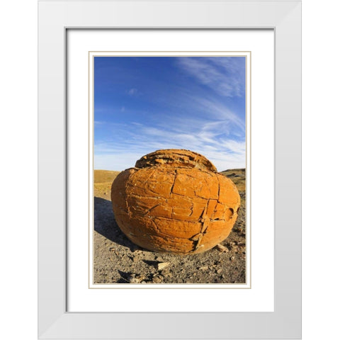 Canada, Red Rock Coulee Sandstone concretion White Modern Wood Framed Art Print with Double Matting by Grandmaison, Mike