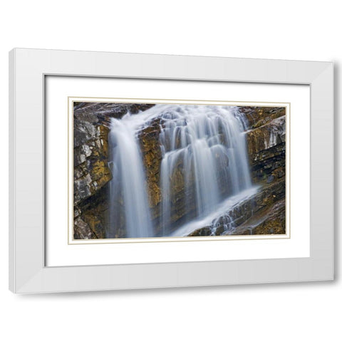 Canada, Alberta, Waterton Lakes NP Cameron Falls White Modern Wood Framed Art Print with Double Matting by Grandmaison, Mike